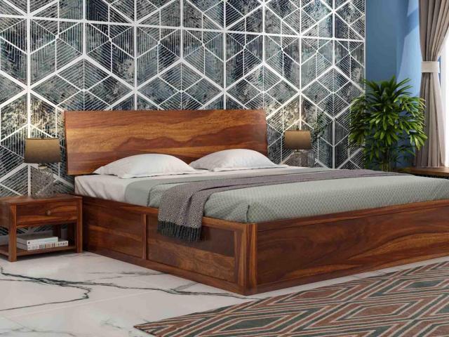 Wooden Bed Queen Size Online at PlusOne - 1/1